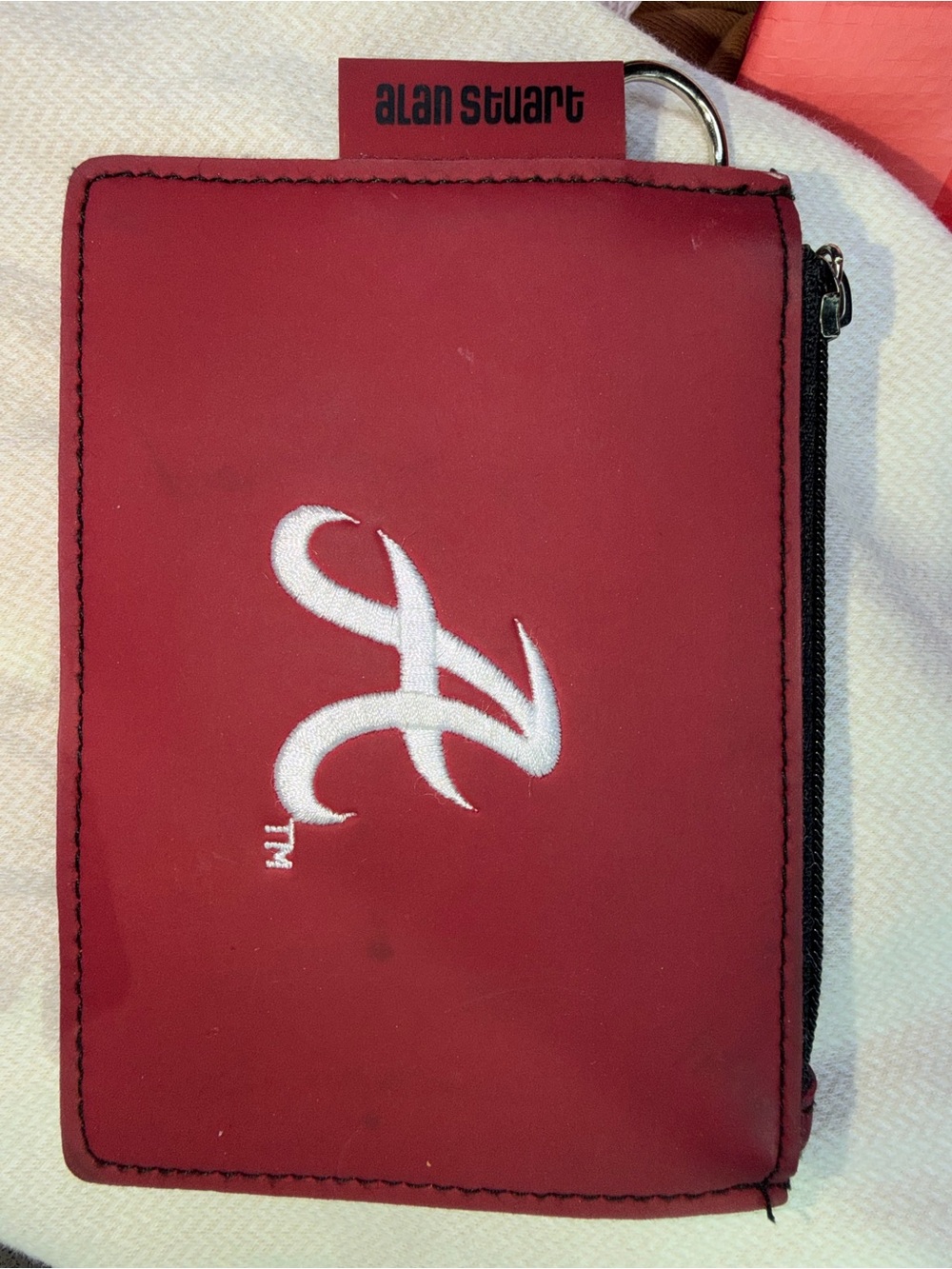Alan Stuart Red Zip Key Pouch with Alabama logo